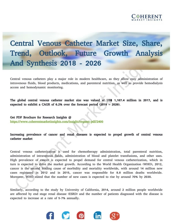 Central Venous Catheter Market to Record an Impressive Growth Rate by 2026