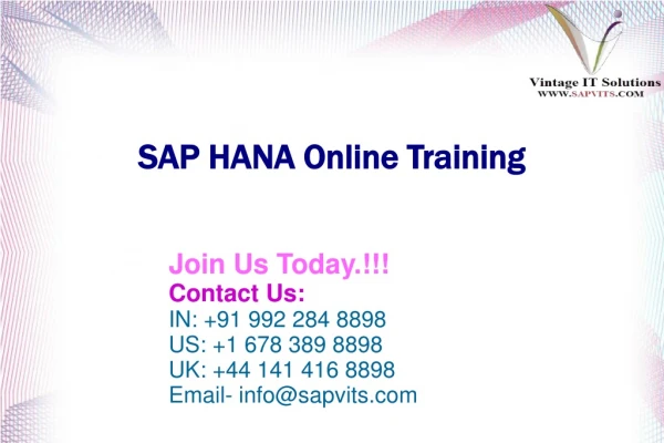 Best SAP HANA Online Training |SAP course online | Free SAP Hana Online Server