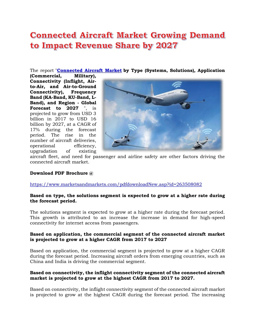 the report connected aircraft market by type