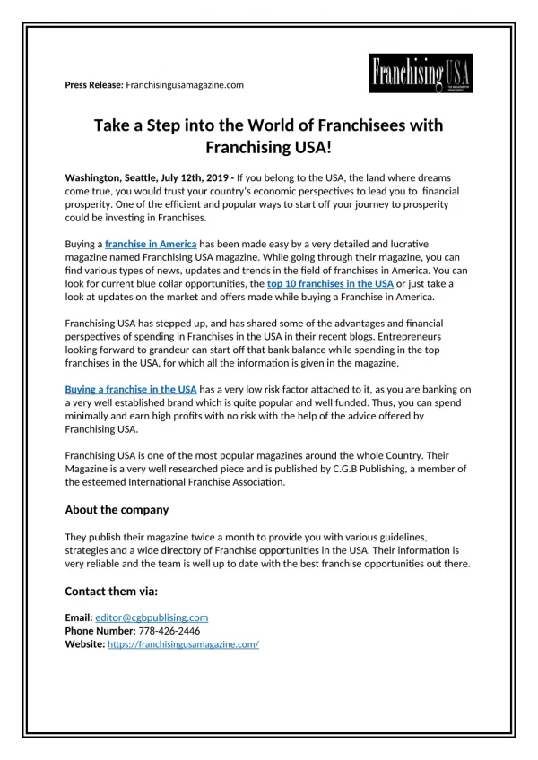Take a Step into the World of Franchisees with Franchising USA!