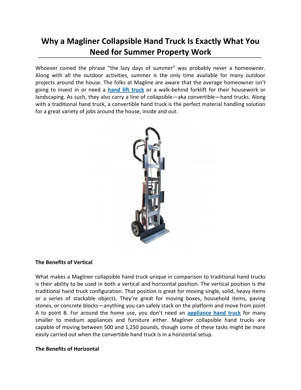 why a magliner collapsible hand truck is exactly