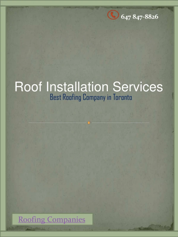 Roof Installation Services in Toronto