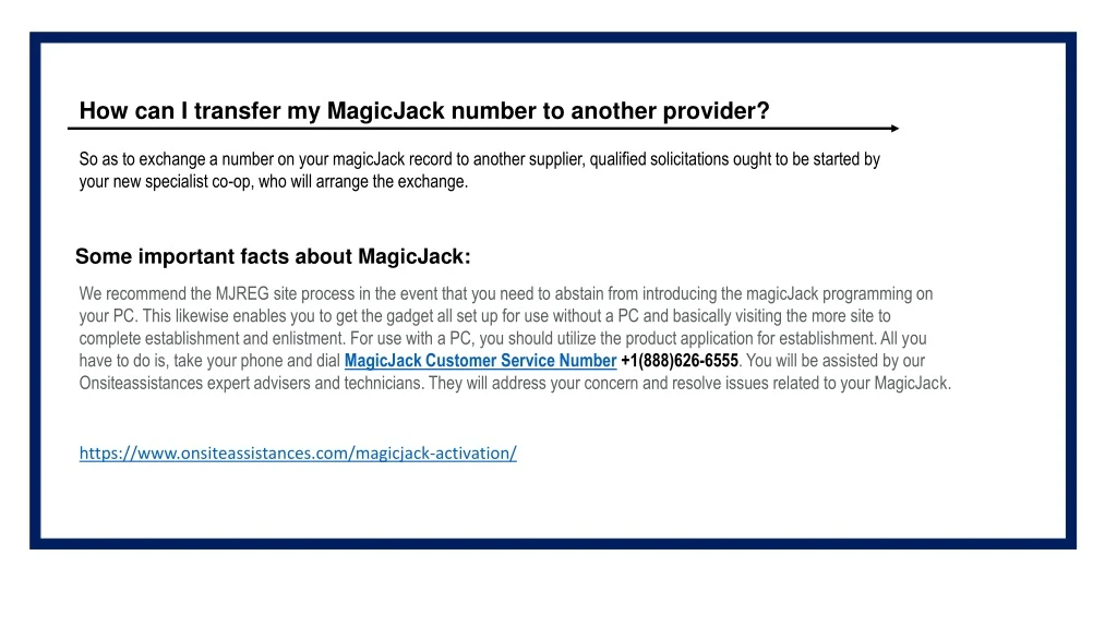 how can i transfer my magicjack number to another