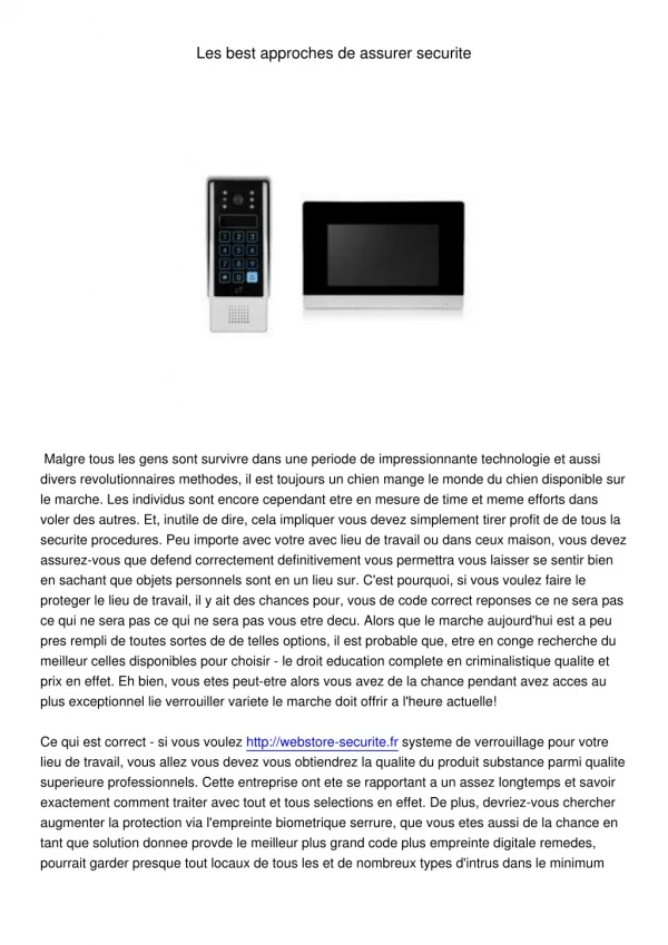 les best approches de assurer securite