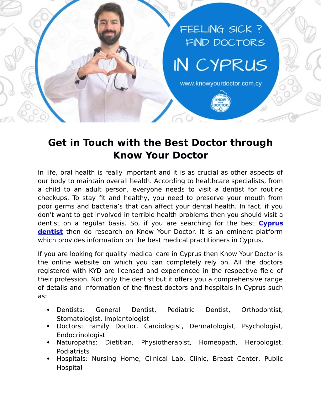 get in touch with the best doctor through know
