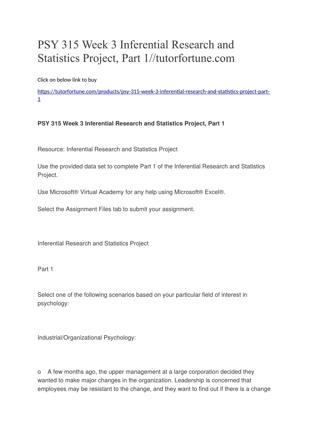 psy 315 week 3 inferential research