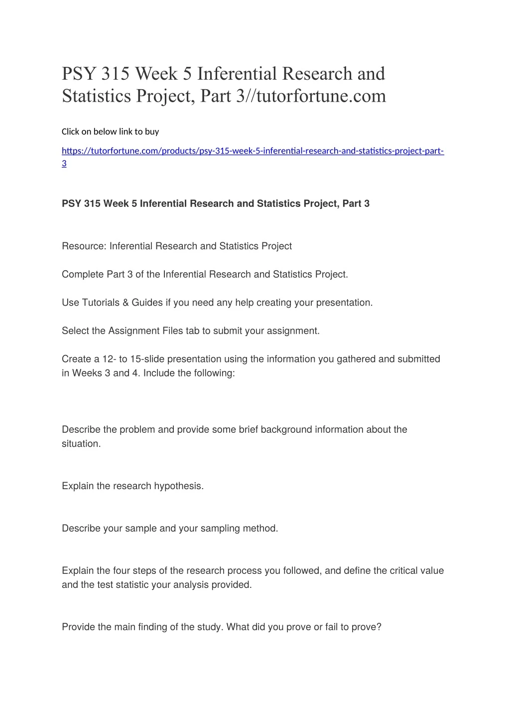 psy 315 week 5 inferential research