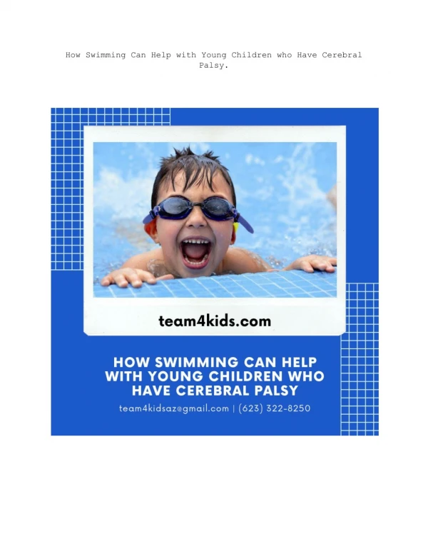 How Swimming Can Help with Young Children Who Have Cerebral Palsy