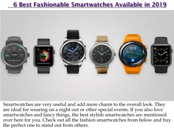 6 Best Fashionable Smartwatches Available in 2019