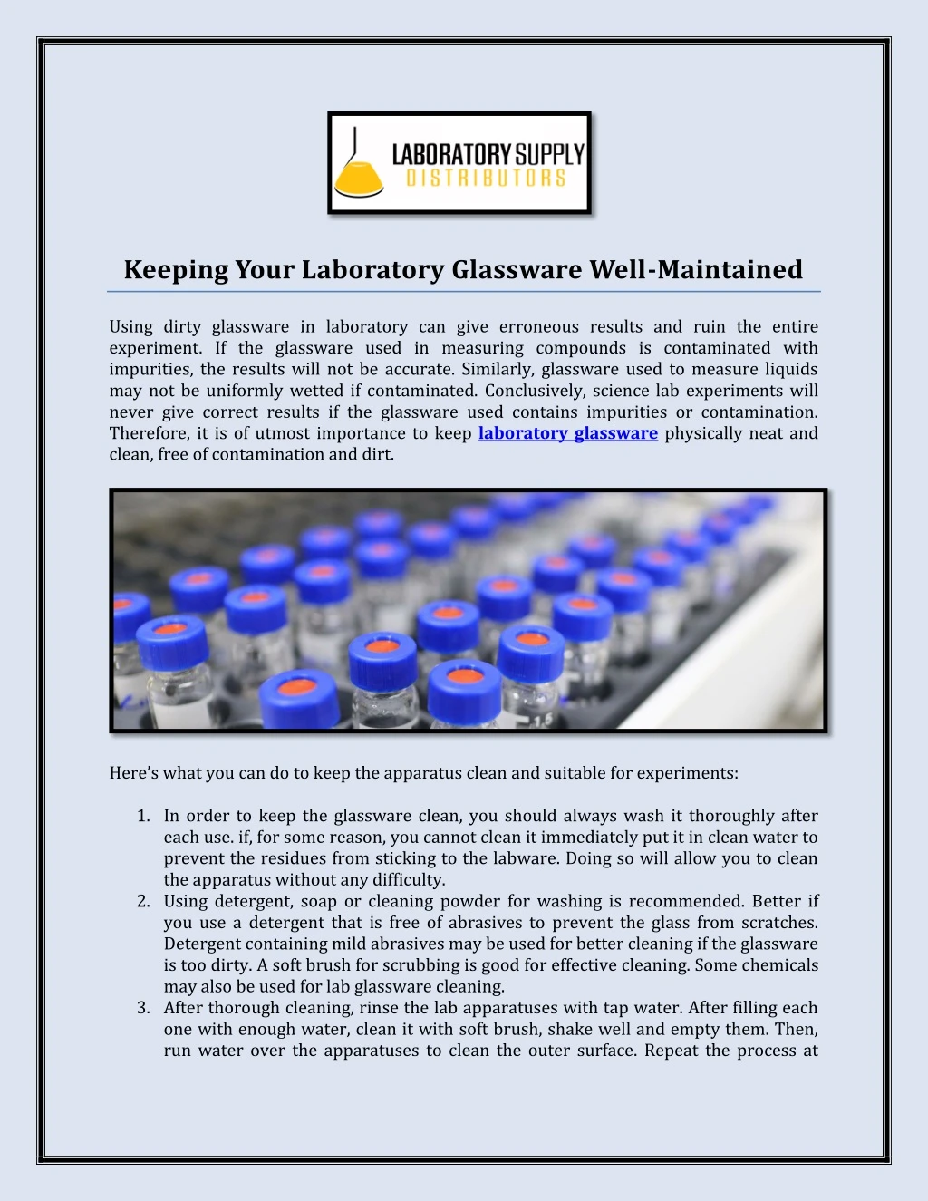 keeping your laboratory glassware well maintained