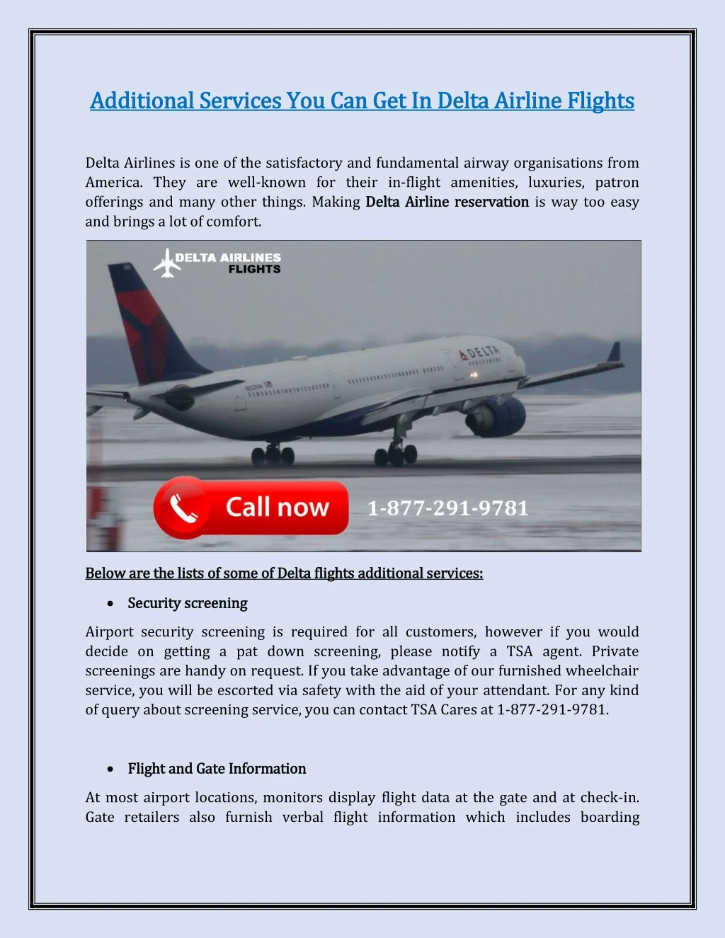 additional services you can get in delta airline
