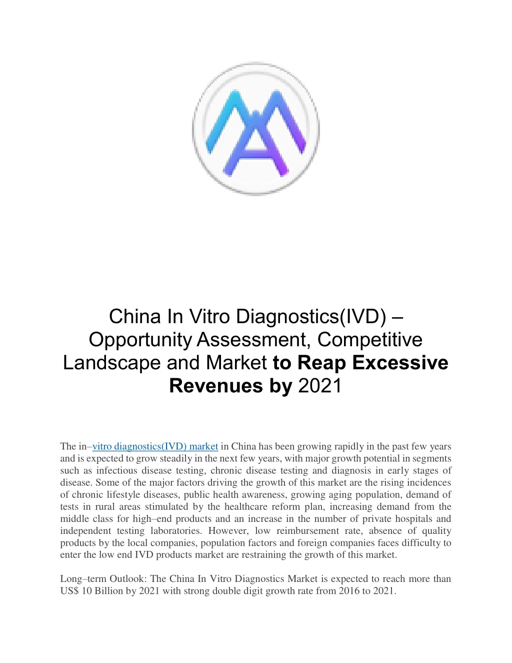 china in vitro diagnostics ivd opportunity