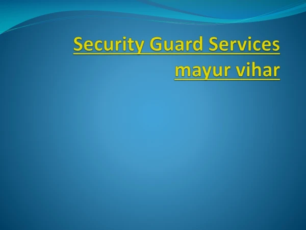 Security Guard Services mayur vihar