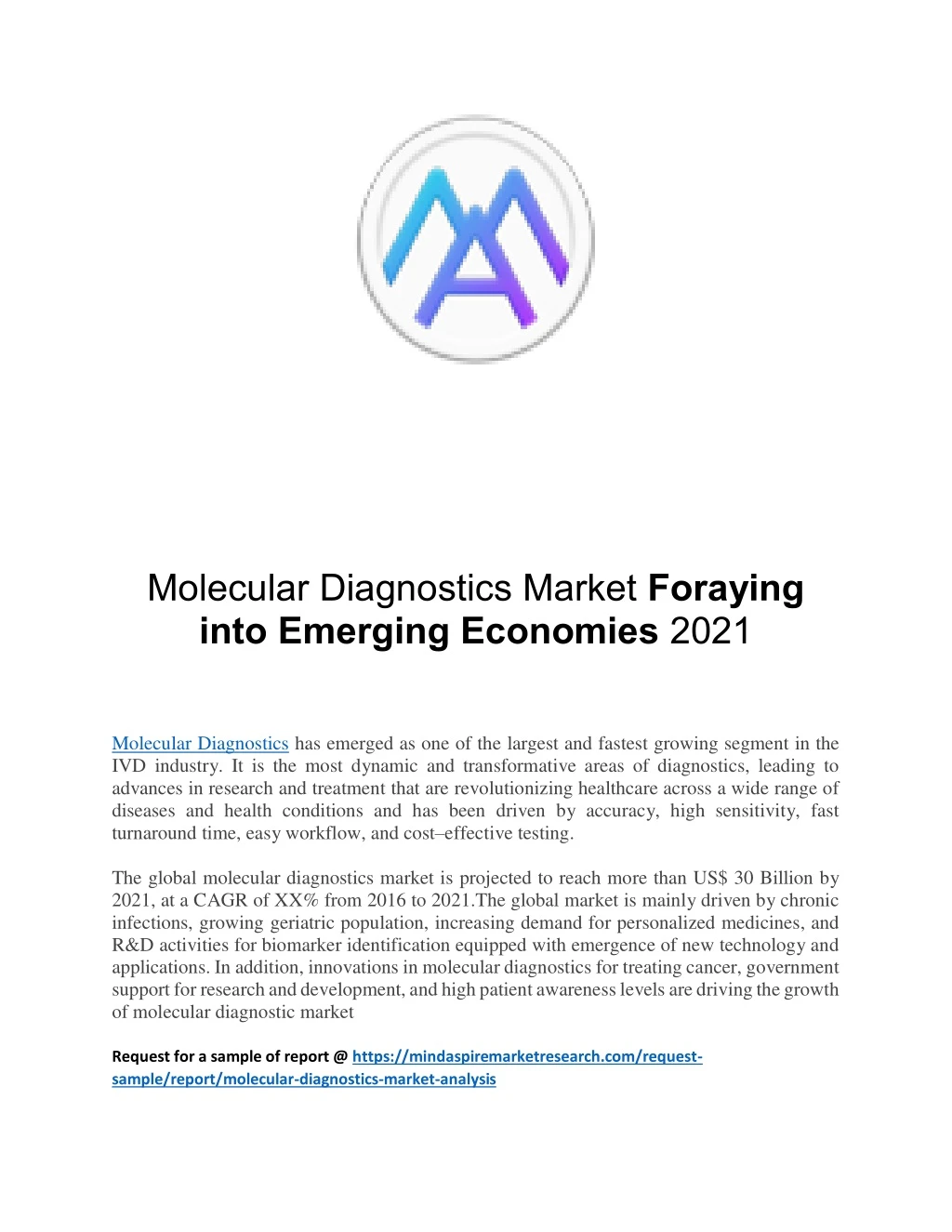 molecular diagnostics market foraying into
