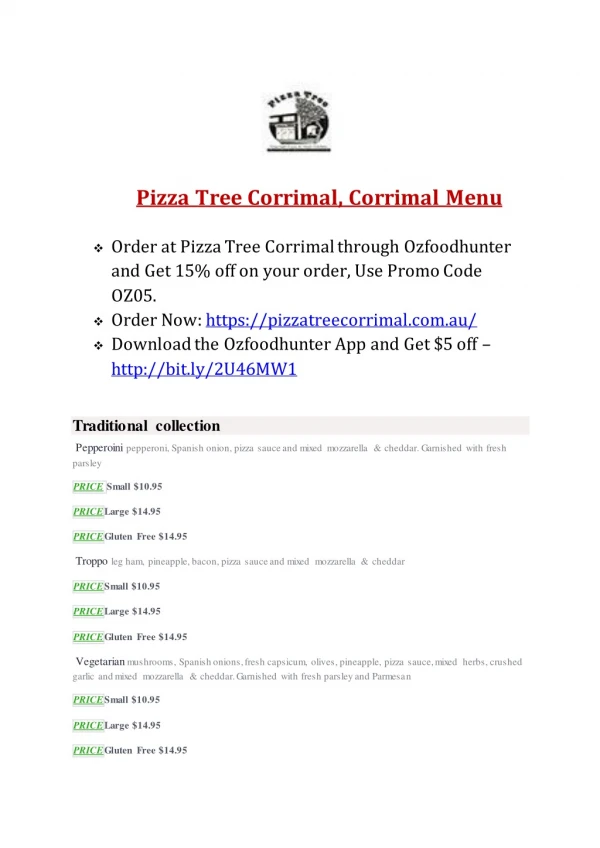 Pizza Tree Corrimal - Order Pizza delivery and takeaway online