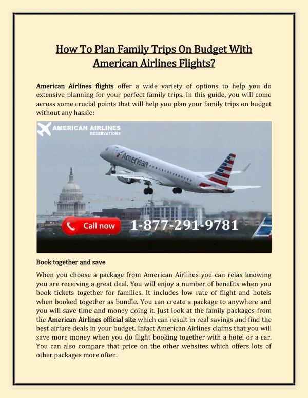 How To Plan Family Trips On Budget With American Airlines Flights?