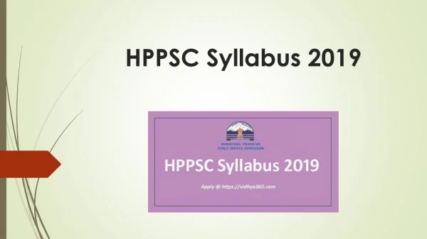 HPPSC Syllabus 2019 | Collect Syllabus For HPPSC 53 Inspector Exam