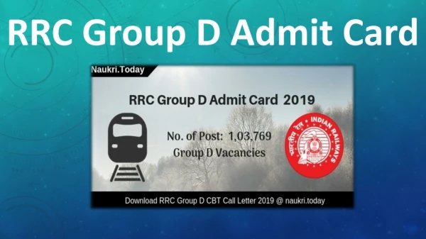 RRC Group D Admit Card 2019 Download For Group D Examination