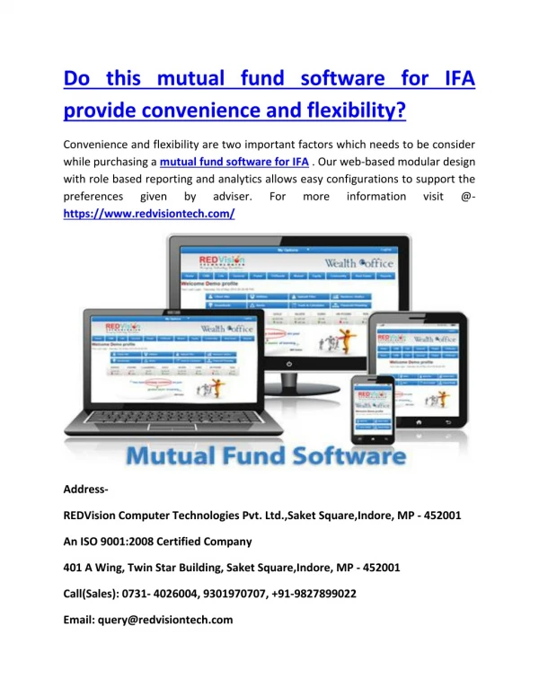 Do this mutual fund software for IFA provide convenience and flexibility?