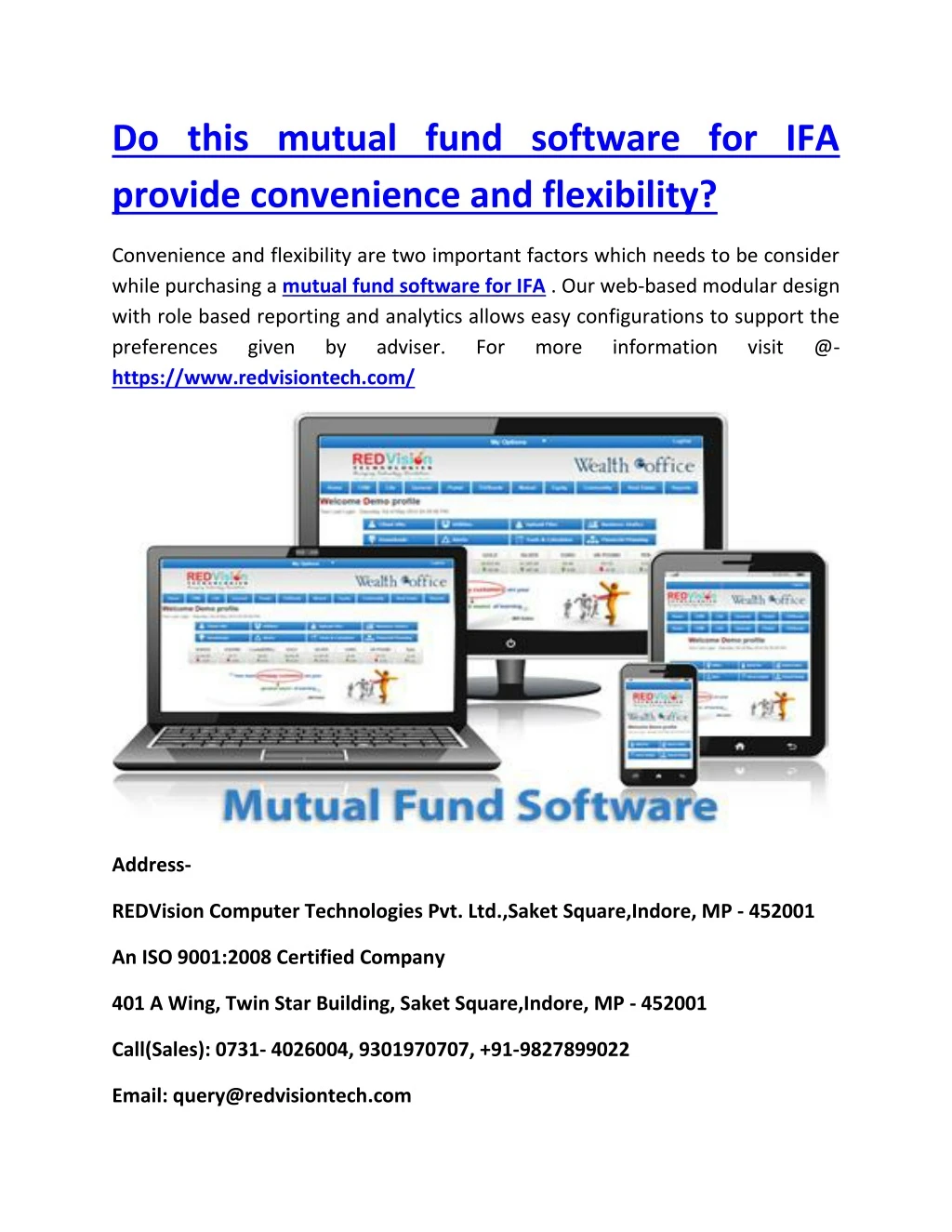 do this mutual fund software for ifa provide