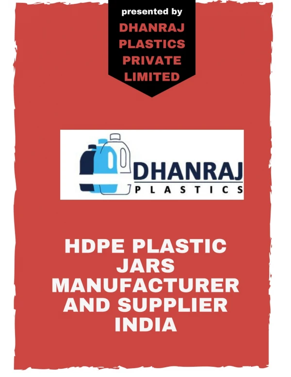 Plastic Jars Manufacturer and Supplier- Dhanraj Plastics
