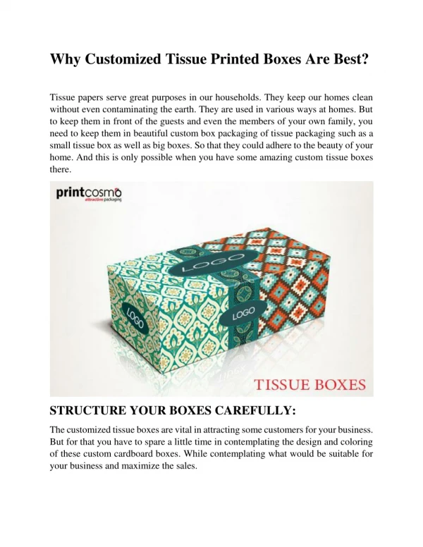 Why Customized Tissue Printed Boxes Are Best