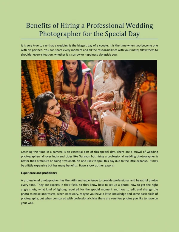 Benefits of Hiring a Professional Wedding Photographer for the Special Day