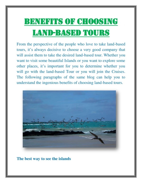 Benefits of choosing land-based tours