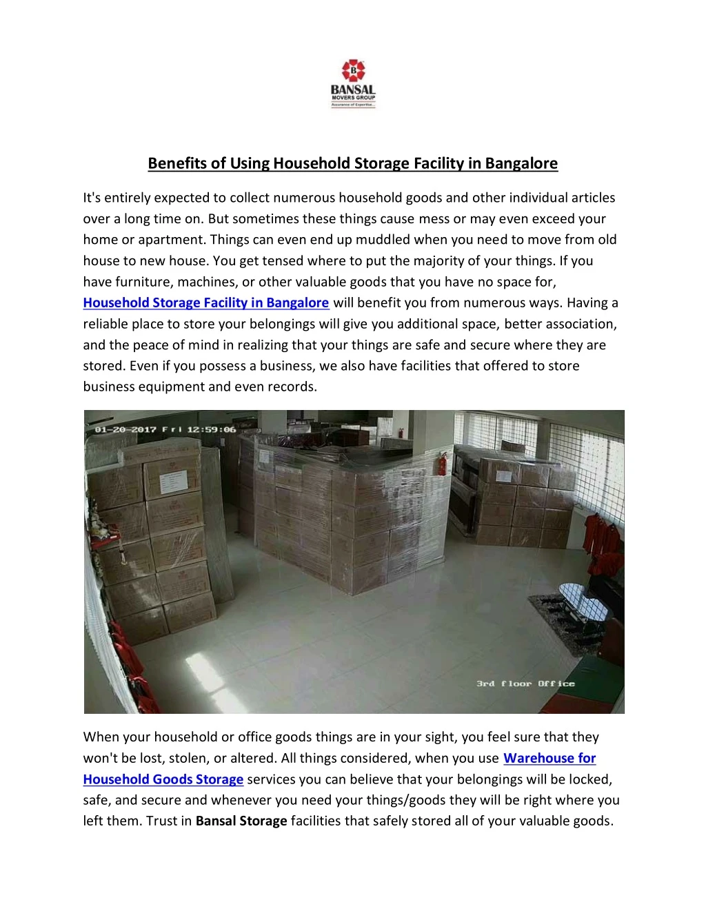 benefits of using household storage facility