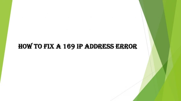 How to Fix A 169 IP Address Error