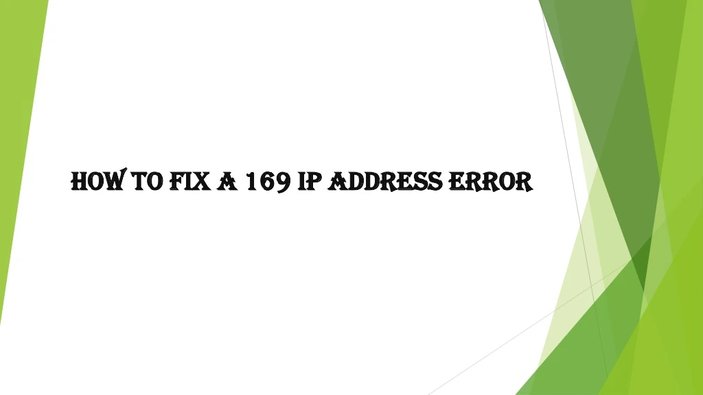 how to fix a 169 ip address error