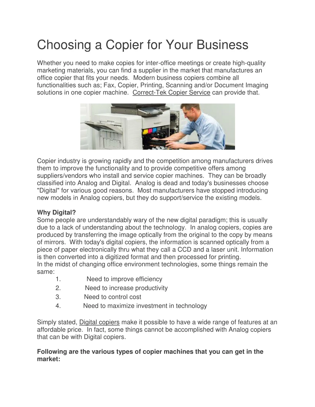 choosing a copier for your business whether