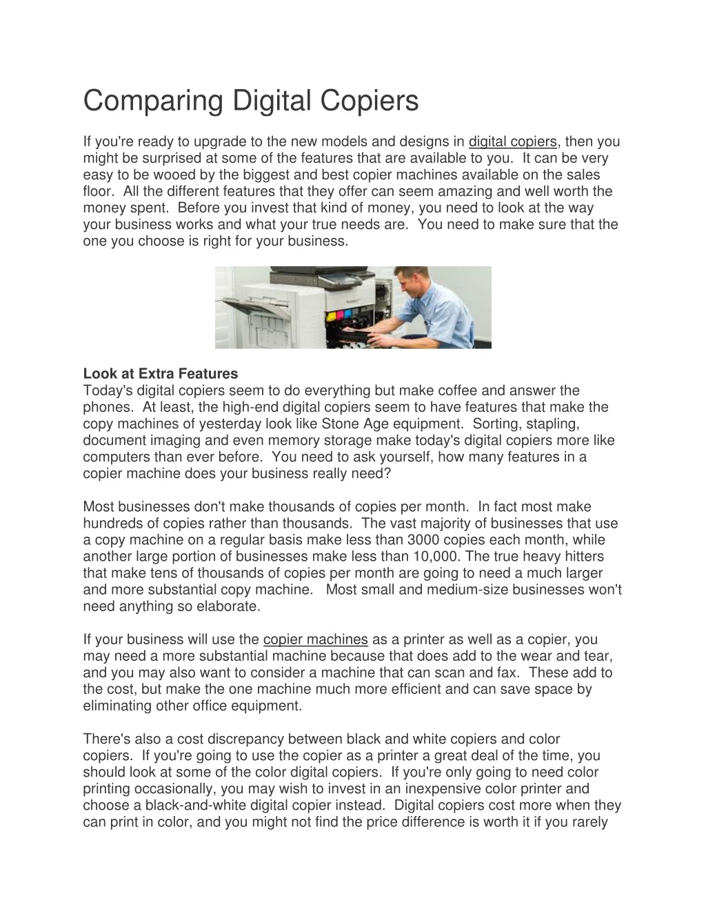 comparing digital copiers if you re ready