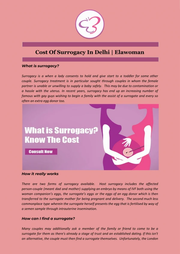 Cost Of Surrogacy In Delhi | Elawoman