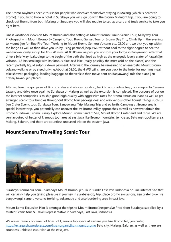 Mount Bromo Ijen Tour Package From Surabaya Malang
