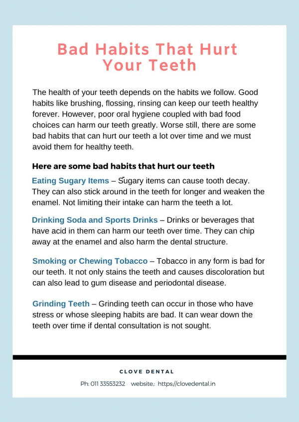 Bad Habits That Hurt Your Teeth
