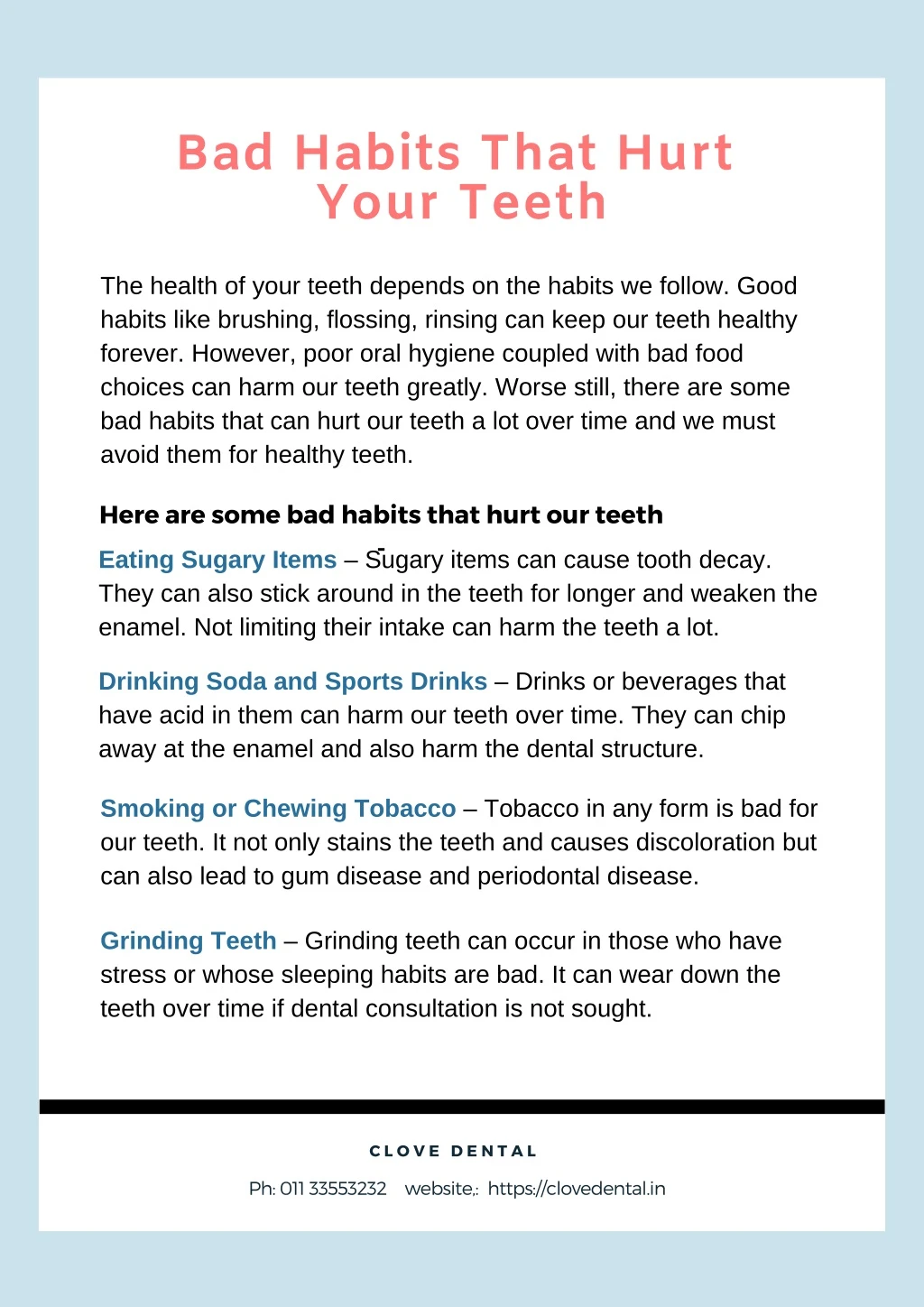bad habits that hurt your teeth