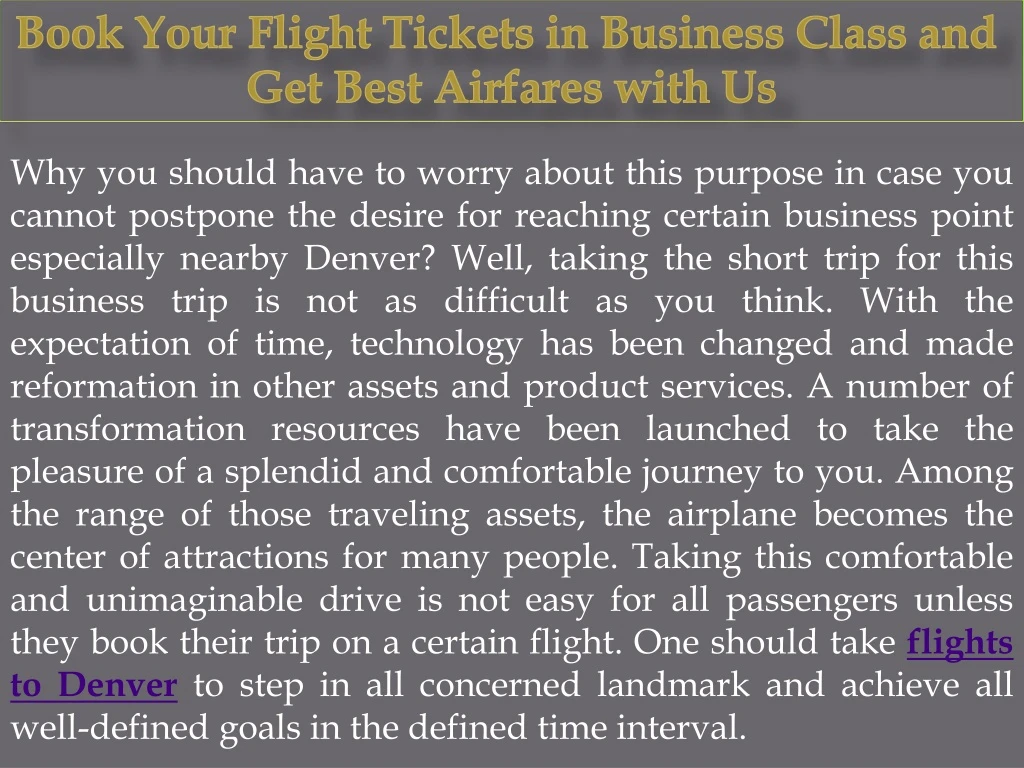 book your flight tickets in business class
