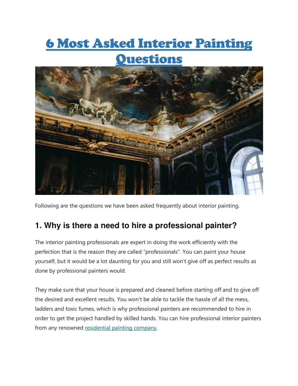 6 most asked interior painting questions