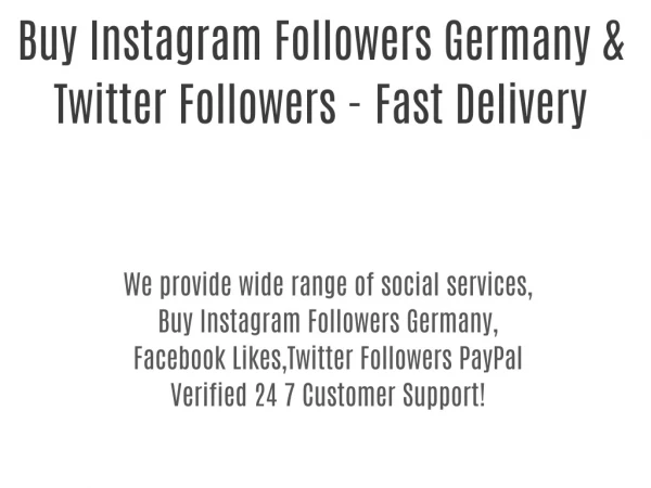 Buy Instagram Followers Germany & Twitter Followers - Fast Delivery