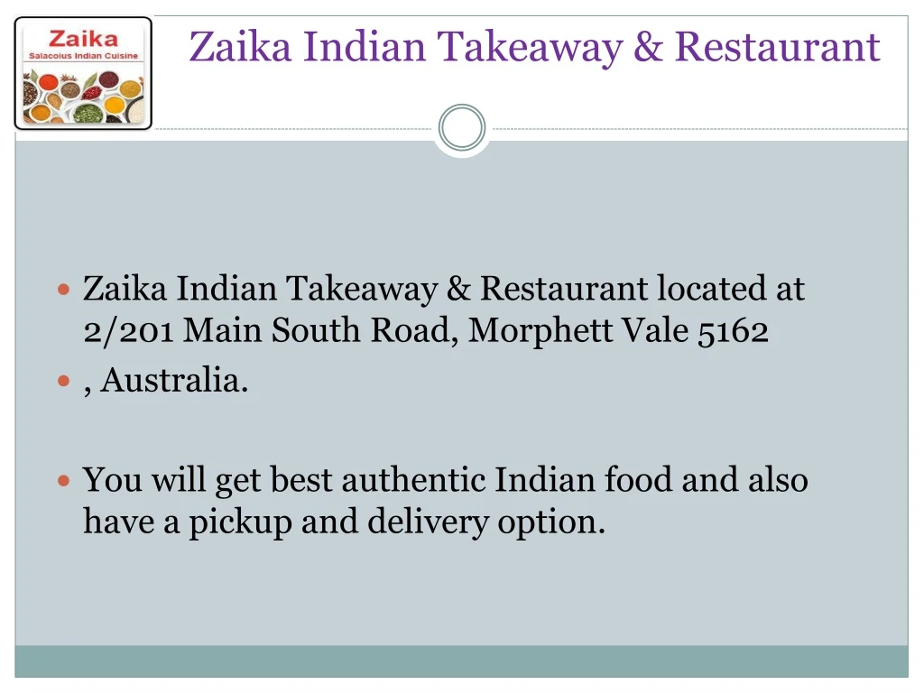 zaika indian takeaway restaurant