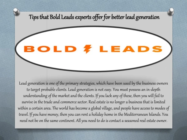 Tips that Bold Leads experts offer for better lead generation