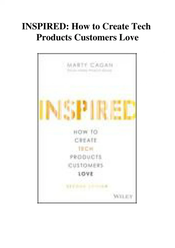 INSPIRED How to Create Tech Products Customers Love