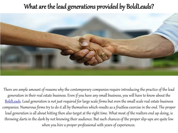 What are the lead generations provided by BoldLeads?