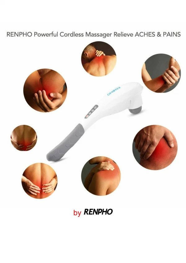 RENPHO Rechargeable Hand Held Deep Tissue Massager for Muscles, Back, Foot, Neck, Shoulder, Leg, Calf Pain Relief
