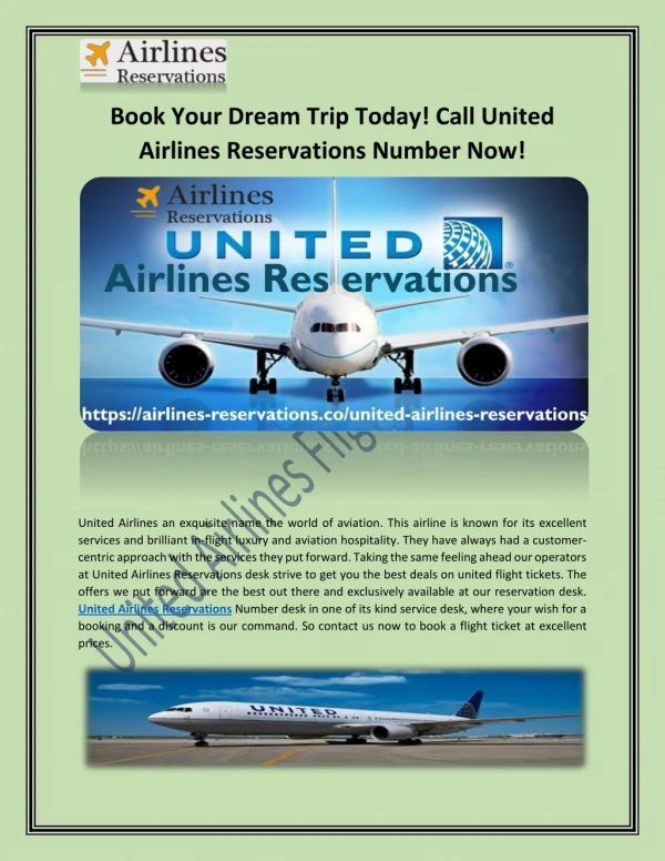 Book Your Dream Trip Today! Call United Airlines Reservations Number Now!