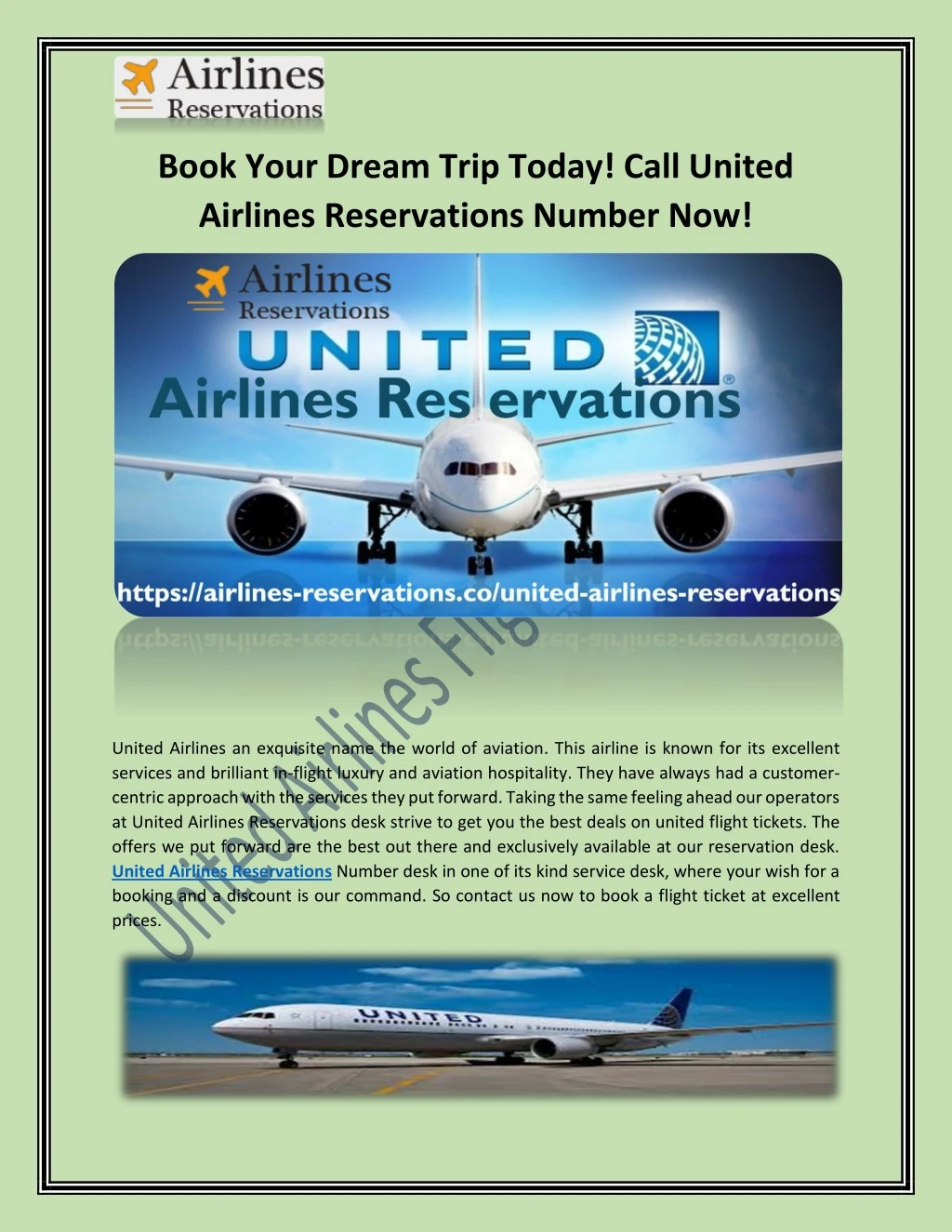 book your dream trip today call united airlines