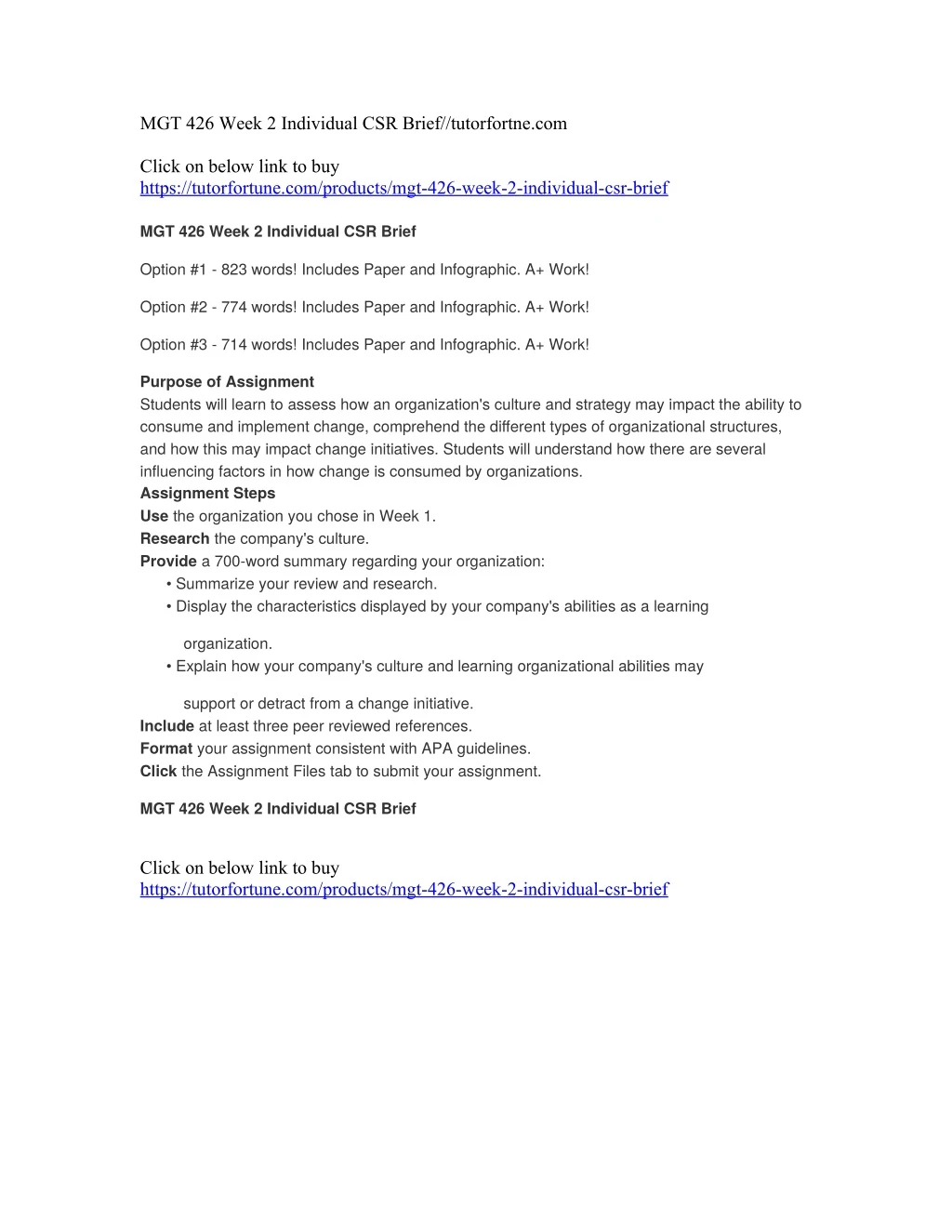 mgt 426 week 2 individual csr brief tutorfortne