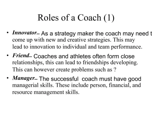 Roles of a Coach 1