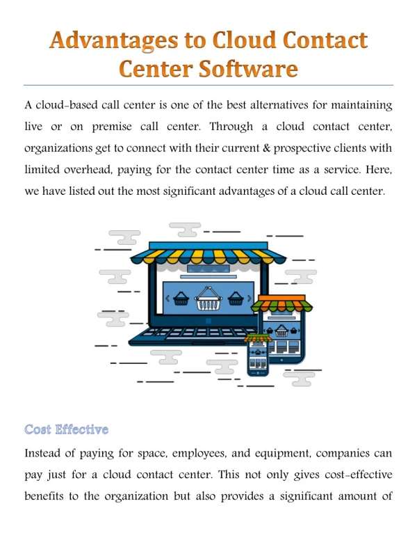 Advantages to Cloud Contact Center Software